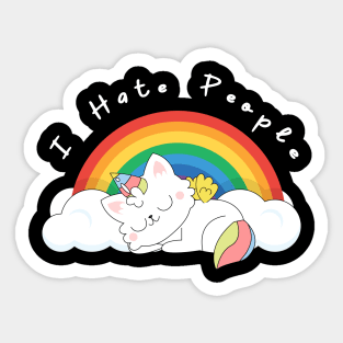 unicorn cat i hate people Sticker